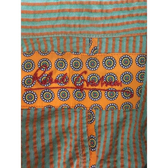 Robert Graham Blazer Jacket Seersucker Flip Cuff Notch Lapel Striped Size 4 - Picture 7 of 9